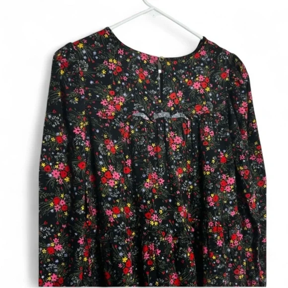 Cat & Jack Girls Black Floral Tiered Dress Size XL 14/16 Long Sleeve - Picture 3 of 9